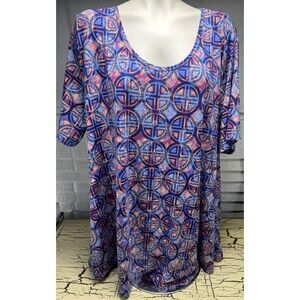 Lularoe Tee T Shirt Top Tunic Women’s Plus Size 3X Geometric Paisley Flower